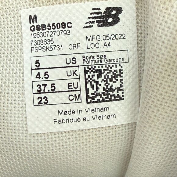 New Balance 550 Mens Size 5 White Surf Sea Salt Yellow Cream Blue GSB550SC - Picture 8 of 8